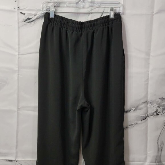 Women's Black High Rise Drawstring Ankle Slit Pants Size L (28x29) - Picture 6 of 9